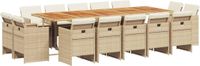 vidaXL 15-delige Tuinset met kussens, polyrattan, beige