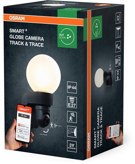 Osram SMART+ Buitenwandlamp met Camera, E27, Zwart