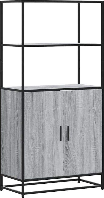vidaXL Hoge kast 68x35x139cm bewerkt hout en metaal grijs sonoma eiken