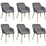vidaXL Eetkamerstoelen 6 st stof en massief eikenhout lichtgrijs 270573