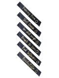 Smiffys Bachelorette Party sjerpen set, zwart en goud, 6 stuks met ringdesign, dansende diva en bruid squad collectie