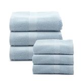 Caleffi - Set badhanddoeken voor gezicht en bidet van zachte badstof 100% katoen met 3 gezichtshanddoeken 55 x 100 cm + 3 bidet-gastendoekjes 40 x 60 cm, wasbestendige handdoek