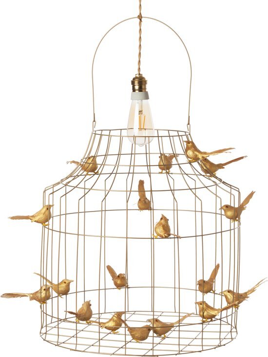Dutch Dilight Hanglamp goud metaal met vogeltjes nÃ©t echt