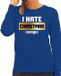 Bellatio Decorations Shoppartners Bv Foute Kersttrui / sweater - I hate Christmas songs - Haat aan kerstmuziek / kerstliedjes - blauw voor dames - kerstkleding / kerst outfit 2XL