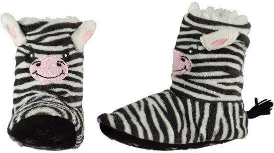 Apollo Kinder hoge dieren pantoffels/sloffen zebra 31-33