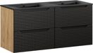 SKY loft meuble de salle de bain 120 cm, noir mat, design 3D, avec double lavabo
