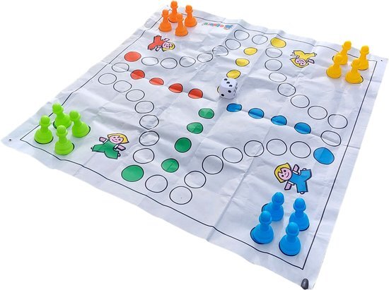 alldoro Mens erger je niet XXL - Ludo – Jumbo speelset met opbergtas – Speelklassieker voor binnen en buiten – 150x150cm