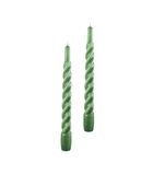 Gelakte Mosgroene gedraaide kaarsen Ø 2,2 cm H 21 cm - 3 stuks