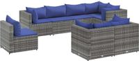 vidaXL 8-delige loungeset met kussens polyrattan grijs