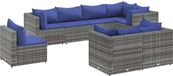 vidaXL 8-delige loungeset met kussens polyrattan grijs