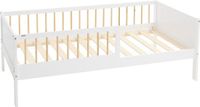 ML-Design naturel serie kinderbed 80x160 cm wit naturel met lattenbodem uitvalbescherming en massief grenenhout stabiel houten bed voor meisjes en jongens junior bed met speelbed kinderbed design en stevig vloerbed voor peuters en kinderen