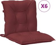 vidaXL Stoelkussens - Lage Rug - Set van 6 - Stof - Gemêleerd - Wijnrood