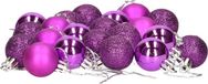 Ger Import 24x pièces boules de Noël violet mélange mat/brillant/paillettes plastique diamètre 3 cm - Décoration sapin de Noël