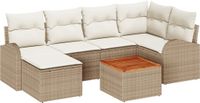 vidaXL Tuinbank - Set - 7-delig - Beige en Crème - Polyrattan