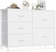 SONGMICS Ladekast met 5 Stoffen Lades, Opbergkast, 98,7 x 30 x 74,7 cm | Dressoir met Stalen Frame en Houten Bovenblad, voor Slaapkamer, Woonkamer, Hal, Wolk wit, BELLAH Collectie LGS235W101