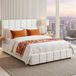 Tectake® Lit rembourré avec sommier à lattes intégré - 120 x 200 cm - Teddy Crème