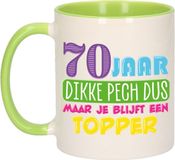 Bellatio Decorations Verjaardag cadeau mok 70 jaar - groen - dikke pech dus - 300 ml - keramiek