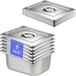 Ensemble de 6 conteneurs, format GN 1/2, acier inoxydable, dimensions 32,5 x 26,5 x 15 cm