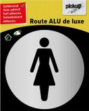 Pickup route ronde geborsteld aluminium dame - picto ronde diameter 80 mm