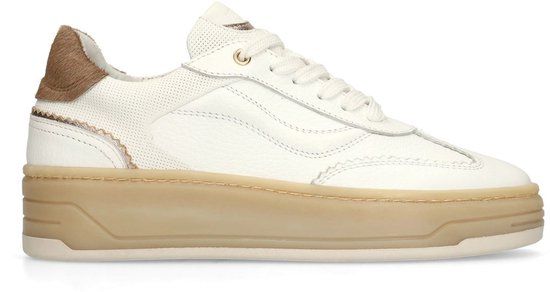 Manfield - Dames - Witte leren sneakers - Maat 36