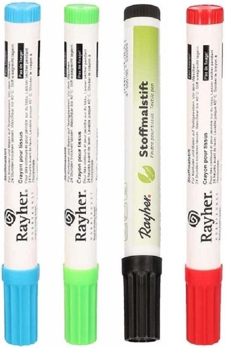 Rayher Hobby Textielstiften - Set van 4 - Dikke Punt - Multi