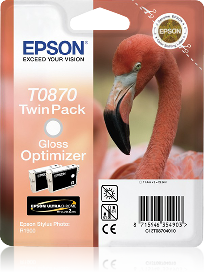 Epson Flamingo Dubbelpack Gloss Optimizer T0870 Ultra Gloss High-Gloss 2 single pack / glansverhoger