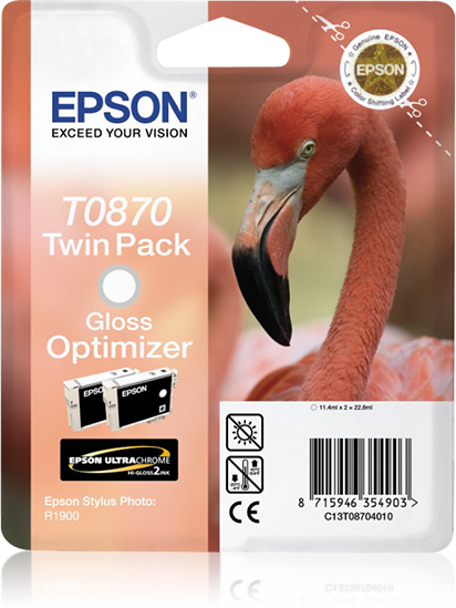 Epson Flamingo Dubbelpack Gloss Optimizer T0870 Ultra Gloss High-Gloss 2 - Inkt op pigmentbasis - 22 ml