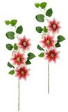 Kunstmatige clematisranken, boscirs, hannvoetgroei, tak, enkele bloem, steelbloem, kunstbloemen, accessoire voor kunstbloemen, boeketten, bloemstukken, decoratieve bloemen, set van 2, wit/roze