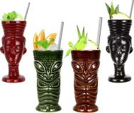 Merkloos / Sans marque Tiki Mugs Keramiek Cocktailbeker Q2 550 ml (4 stuks)