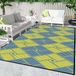 Tapis de table en plastique, 210x150 cm, résistant aux UV et aux intempéries, convient comme tapis de terrasse et de plage, fabriqué à partir de matériaux recyclés, idéal comme tapis de voyage et de camping, pour balcon, jardin et véranda de caravane
