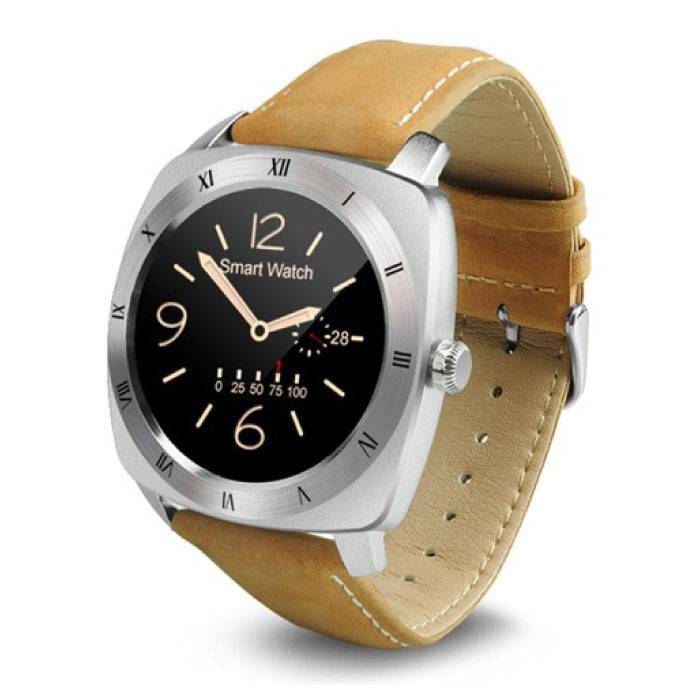 Stuff Certified DM88 Smartwatch Smartphone Horloge OLED Android iOS Zilver Leer