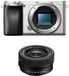 Sony Alpha 6100 | APS-C spiegelloze camera met 16-50 mm powerzoomlens | snelle 0,02 s autofocus met oogherkenning voor mens en dier, 4K-filmopnames en kantelbaar display | zilver