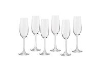 ECHTWERK Champagneglazen, set van 6, 210 ml, Prosecco glazen, champagnefluiten, robuuste kristalglazen kelk met lange steel, smalle opening en brede voet, tijdloos design, 22,9 x 7 cm