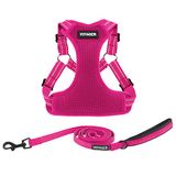 Best Pet Supplies Voyager verstelbare hondenriem met reflecterende strepen voor wandelen, zwaar lichaam, zonder trekvest met riem, D-ring, ademend weerharnas (Fuchsia), M