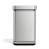Simplehuman - Prullenbak Liner Pocket met Kunststof Deksel 45 liter - Zilver - Roestvast Staal