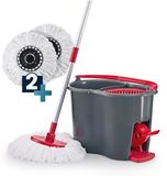 CLEANmaxx Power-dweilset + 2 reservedoeken - vloerdweil & schoonmaakemmer | Rood