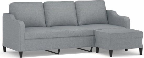 vidaXL Driezitsbank met voetenbank 180 cm stof lichtgrijs