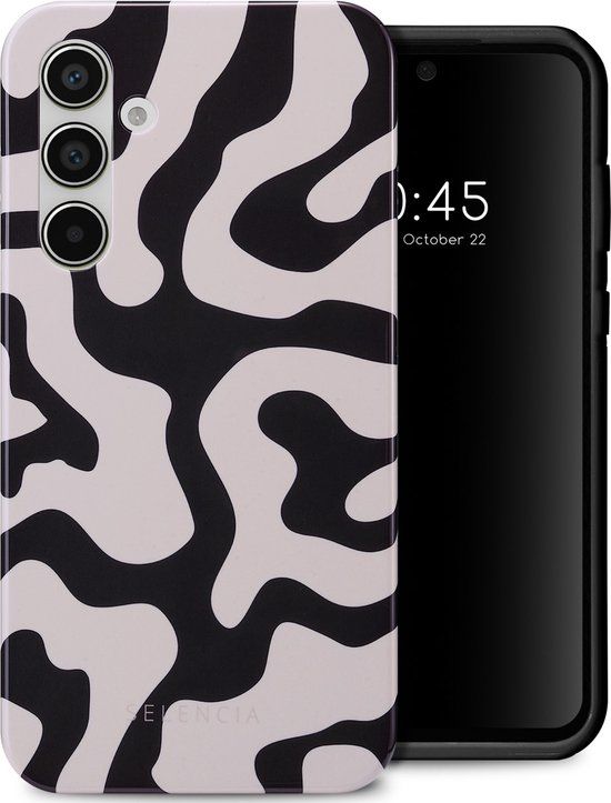 Selencia Vivid Backcover - Art Wave Black - Samsung Galaxy A55 Hoesje