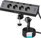 Prise de table - Bureau avec USB C PD 20 W - Multiprise avec 4 interrupteurs séparés - Prise plate - Noir