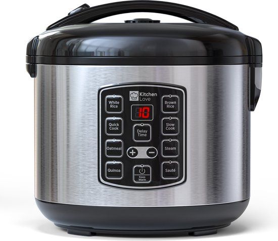 KitchenLove Rijstkoker met Stomer - 0.8L - Multicooker - Zwart RVS