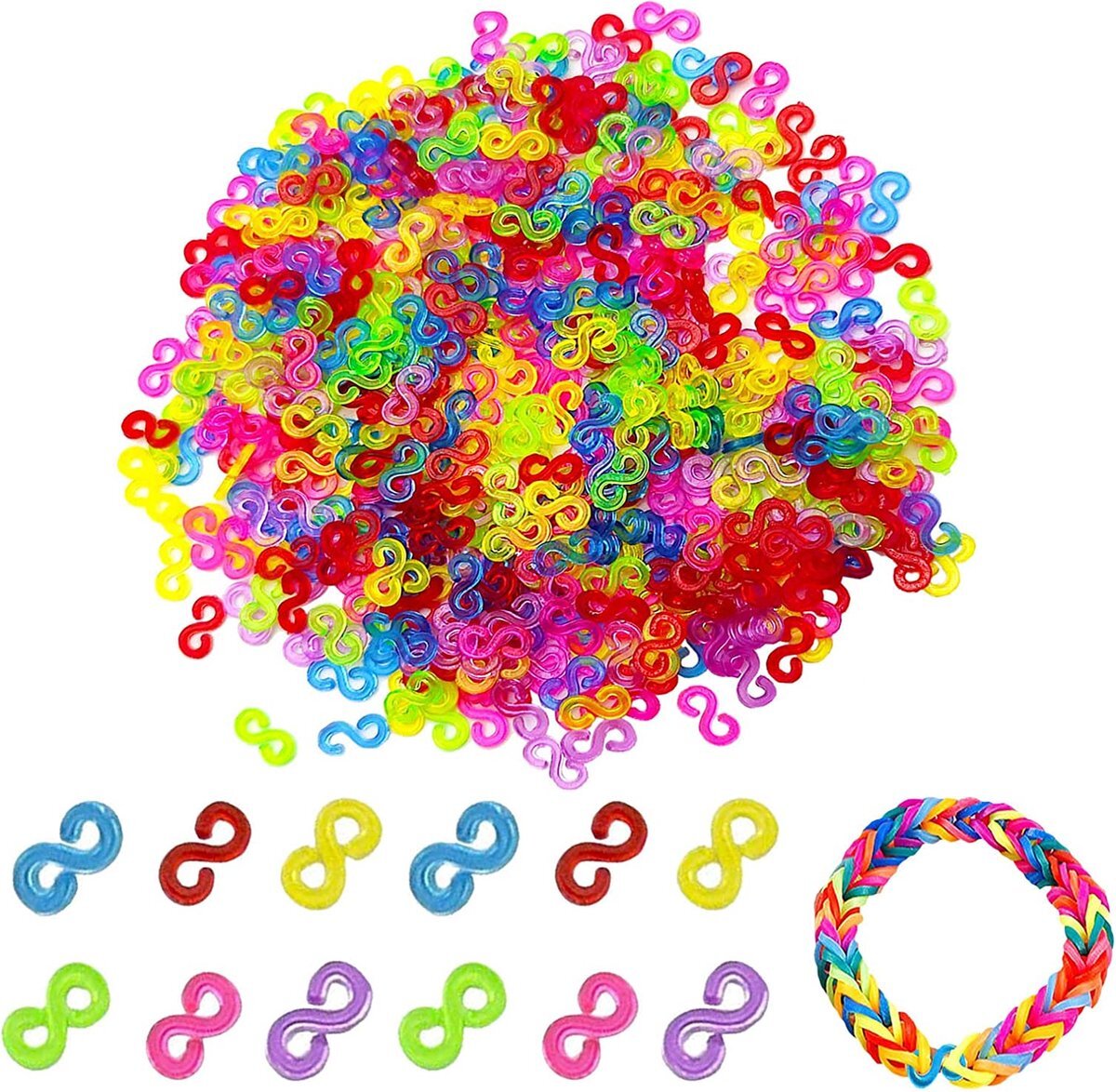 Behave 600 kleurrijke S-clips voor het maken van Loombandjes