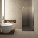 Wiesbaden Less Douche - Rechts - 120x200cm - 8mm Veiligheidsglas - Helder naar Spiegelrook Glas - Geborsteld Messing - Nano Coating Antikalk