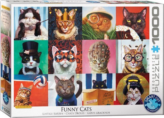 Eurographics Funny Cats - Lucia Heffernan Puzzel (1000 stukjes)