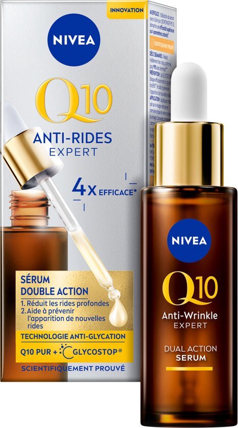 NIVEA Q10 Dual Action Anti-Rimpel Serum - Gezichtsserum met Dubbele Werking - Anti-Age Skincare Vermindert en Voorkomt Rimpels - 30ml