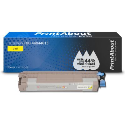 PrintAbout Huismerk OKI 44844613 Toner Geel - Compatibel - 8000 pagina's