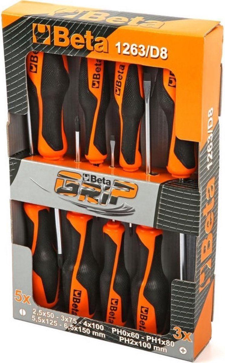 Beta Tools Schroevendraaierset 01263MC/D8 - 8 delig