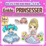 Enkle & Søte PRINSESSER: Fargeleggingsbok i klistremerke-stil