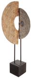 Gilde handwerk Decoratie beeld object Polyresin sculptuur "Carve" op voet H 71 cm Beige