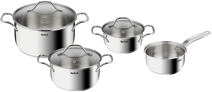 Tefal B864S7 Intuition 4-delige pannenset (steelpan 16 cm, kookpan 16/20/24 cm) - inductie