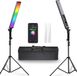 NEEWER RGB set van 2 lichtstaafjes, led-videolicht met standaard, diffusers, 3250 lux dimbare staaf 2500-10000K CRI95+/TLCI97+ APP/2,4G/paneelbesturing voor live/video's/vlog BH20C